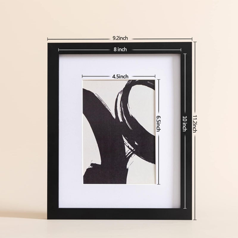 eletecpro 8x10 Picture Frame 4 Pack Made of Solid Wood and Strong Real Glass, Display 4x6 and 5x7 Photos with Mat or 8x10 without Mat, Home Decor for Wall and Tabletop, Gallery Gift Set, Black - Image 4